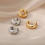 Boucle d'oreille ronde en acier inoxydable, légère et confortable