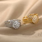 Bague en acier inoxydable avec design boule, idéal cadeau pour elle