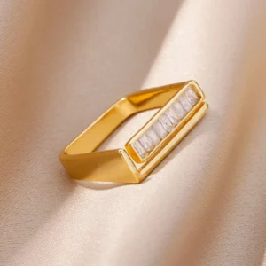 Bague en acier inoxydable carrée élégante pour homme