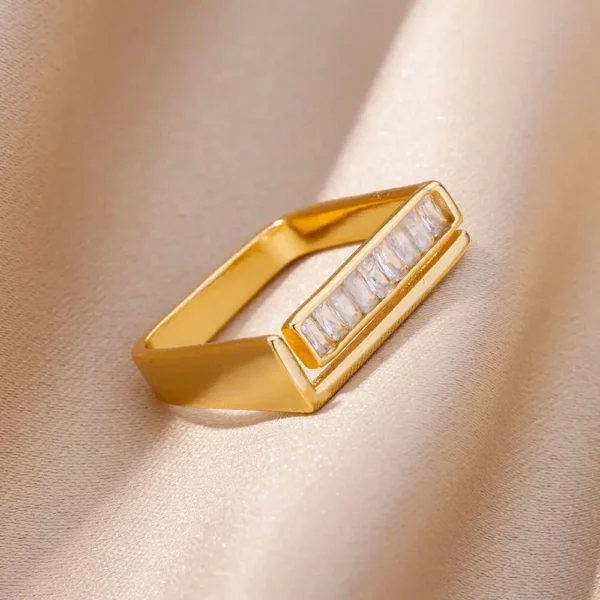 Bague en acier inoxydable carrée élégante pour homme