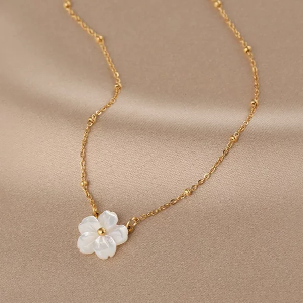 Collier en acier inoxydable avec pendentif fleur, bijou élégant et durable
