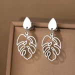 Boucle d'oreille Monstera en acier inoxydable résistante et tendance