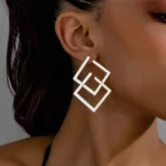 Boucle d'oreille losange en acier résistant et tendance