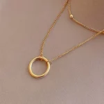 Bijou collier double en acier inoxydable, durable et stylé