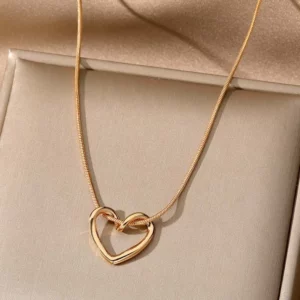 Collier cœur acier inoxydable, bijou chic pour les amoureux
