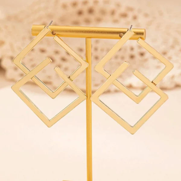 Boucle d'oreille tendance en acier inoxydable losange