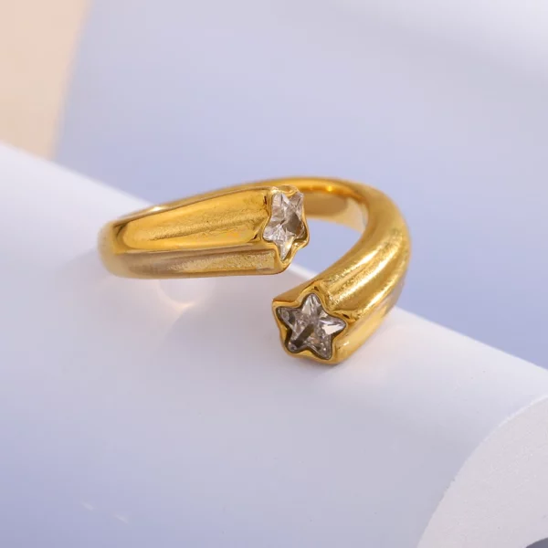 Bague en acier inoxydable étoile filante élégante pour femme