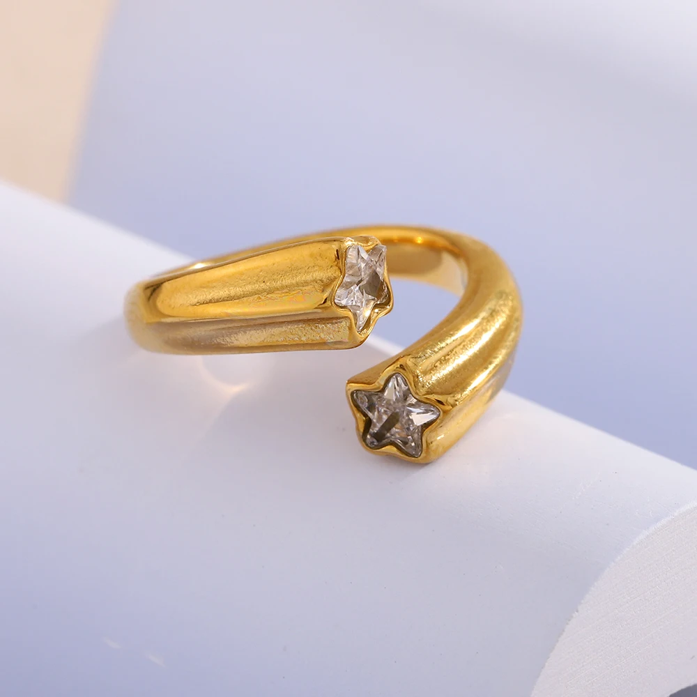 Bague en acier inoxydable étoile filante élégante pour femme