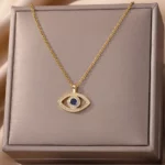 Collier en acier inoxydable avec symbole œil, parfait pour un cadeau