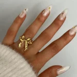 Bague noeud boucle en acier inoxydable, parfaite pour un look chic