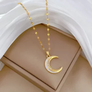 Collier lune en acier inoxydable, idéal pour un cadeau original