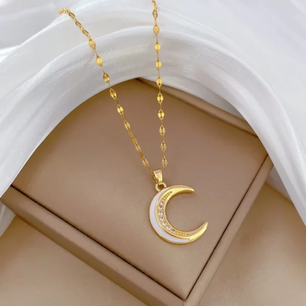 Collier lune en acier inoxydable, idéal pour un cadeau original