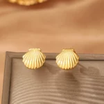 Bijou minimaliste, boucle d'oreille en acier inoxydable, style coquillage unique.