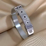 Bracelet tendance en acier inoxydable, look ceinture unique
