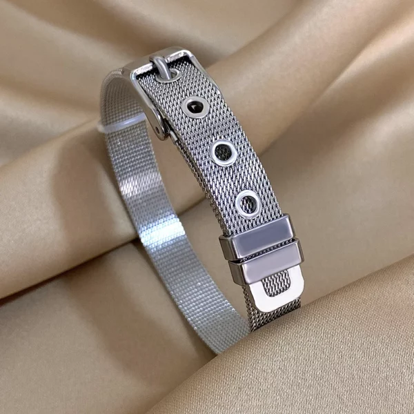 Bracelet tendance en acier inoxydable, look ceinture unique