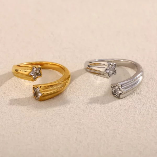 Accessoire de mode : Bague étoile filante en acier inoxydable