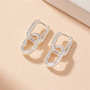 Boucle d'oreille en maillons en acier inoxydable, accessoire tendance