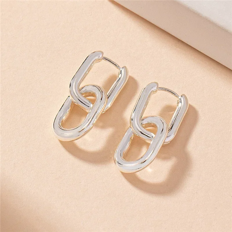 Boucle d'oreille en maillons en acier inoxydable, accessoire tendance