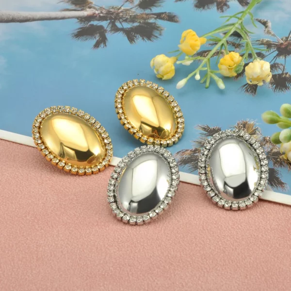 Boucle d'oreille en acier inoxydable design cabochon coloré