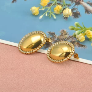 Boucle d'oreille cabochon, acier inoxydable, style durable et chic