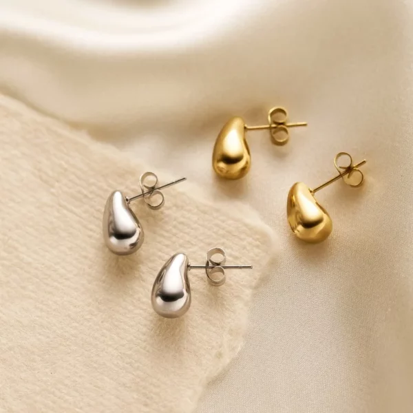 Boucle d'oreille en acier inoxydable, design goutte tendance