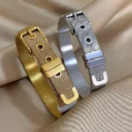 Bracelet en acier inoxydable durable, inspiration ceinture